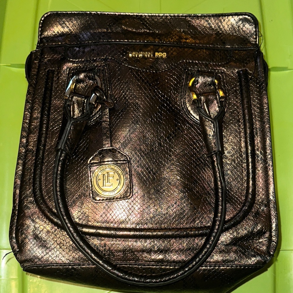 London Fog Shimmering Black and Gold Backpack